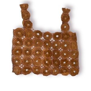 Vintage 70’s Handmade Suede Crochet Top